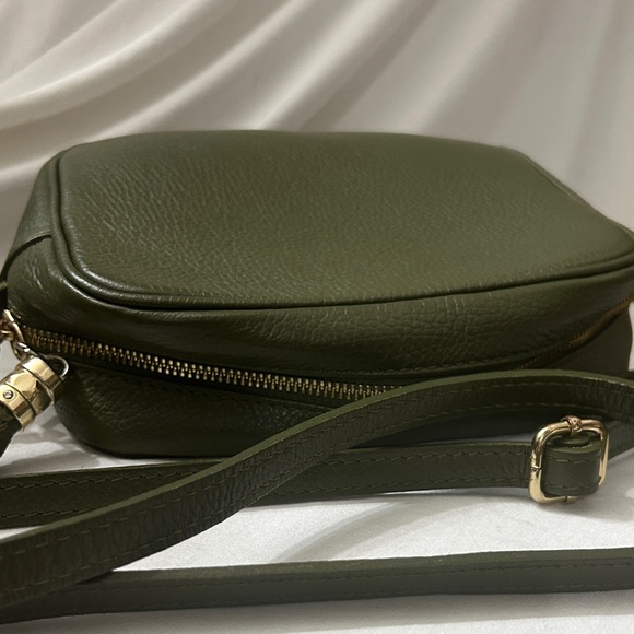 Elie Beaumont olive green crossbody camera bag geniune leather - Picture 6 of 7